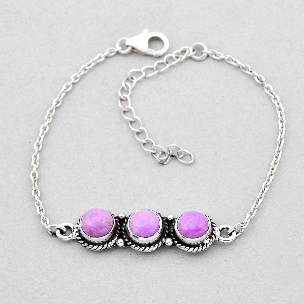 925 silver 7.90cts tennis natural purple phosphosiderite oval bracelet n49180