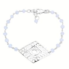 925 silver 8.38cts tennis natural rainbow moonstone beads bracelet u65228