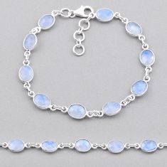 925 silver 16.85cts tennis natural rainbow moonstone checker cut bracelet n32613