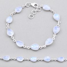 925 silver 19.97cts tennis natural rainbow moonstone checker cut bracelet n32614