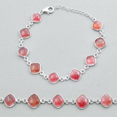 925 silver 20.33cts tennis natural red aventurine cushion shape bracelet y14429