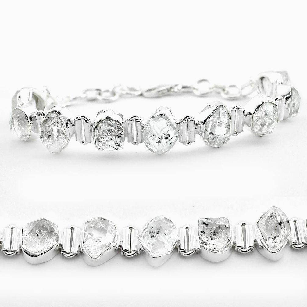 925 silver 42.37cts tennis natural white herkimer diamond fancy bracelet t50478