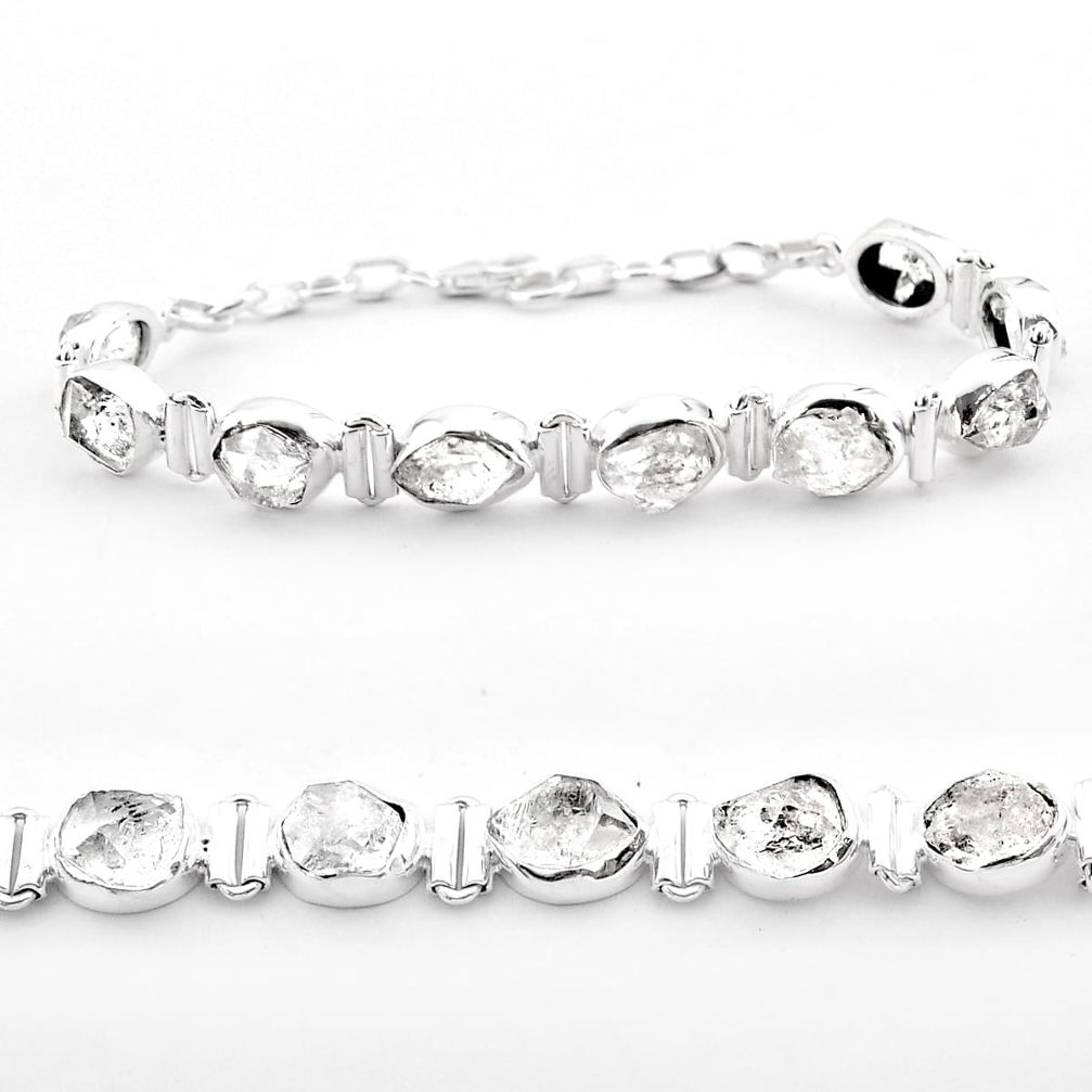 925 silver 37.90cts tennis natural white herkimer diamond fancy bracelet t59038
