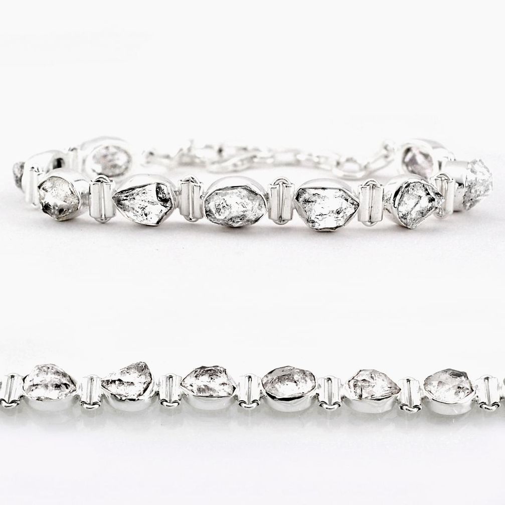 925 silver 39.70cts tennis natural white herkimer diamond fancy bracelet t83600