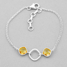 925 silver 5.47cts tennis natural yellow citrine cushion shape bracelet n45720