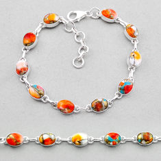 925 silver 19.66cts tennis spiny oyster arizona turquoise oval bracelet n51862
