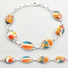 925 silver 29.93cts tennis spiny oyster arizona turquoise oval bracelet t62615