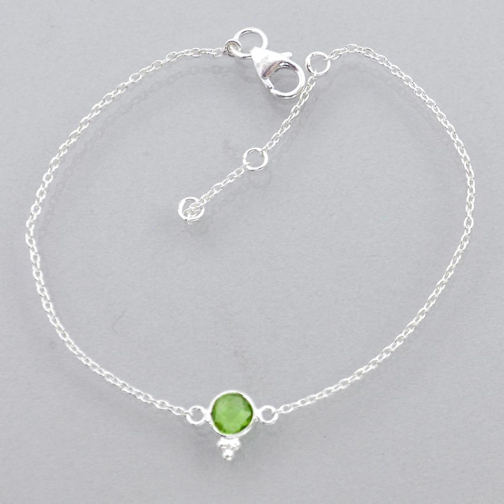 925 sterling silver 0.72cts adjustable natural green peridot bracelet u92359