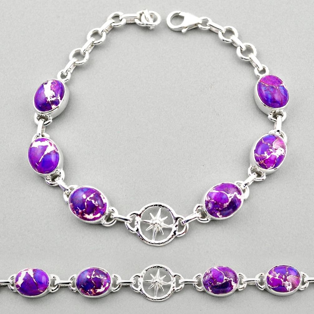 925 sterling silver 25.58cts amulet star purple copper turquoise bracelet t89583