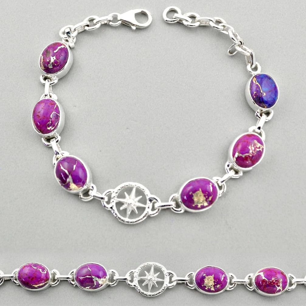 925 sterling silver 25.13cts amulet star purple copper turquoise bracelet t89691