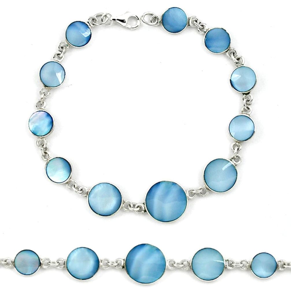 925 sterling silver blue blister pearl enamel tennis bracelet a39542 c13890