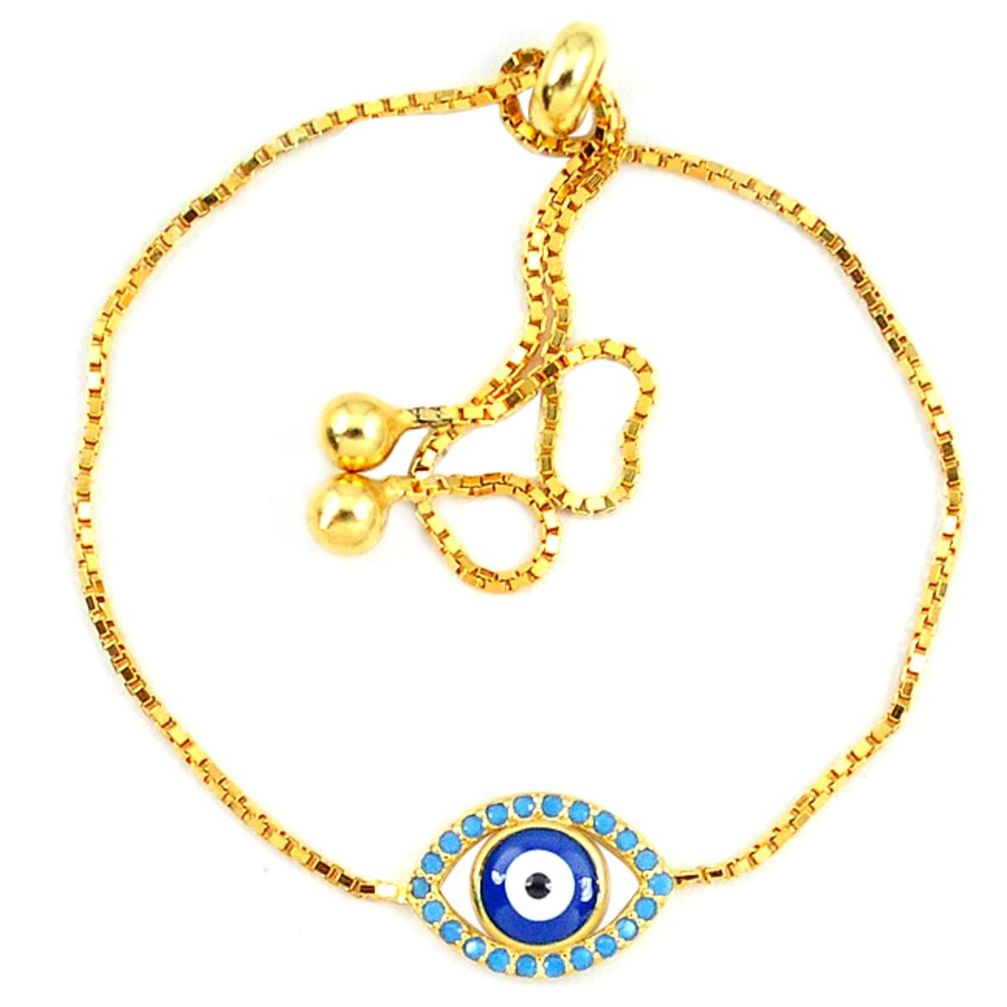 925 sterling silver blue evil eye talismans turquoise 14k gold bracelet c20574