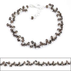 925 sterling silver 20.36cts brown smoky topaz quartz beads bracelet u30146