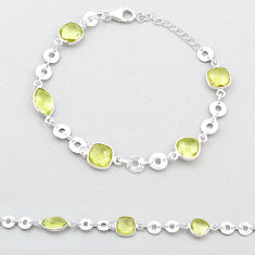 Clearance Sale- 925 sterling silver 13.42cts checker cut natural green amethyst bracelet u49593