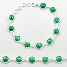 925 sterling silver 21.11cts checker cut natural green emerald bracelet u48963