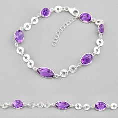 925 sterling silver 16.49cts checker cut natural purple amethyst bracelet y36359