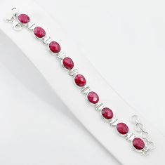 925 sterling silver 34.89cts checker cut natural red ruby oval bracelet u48127