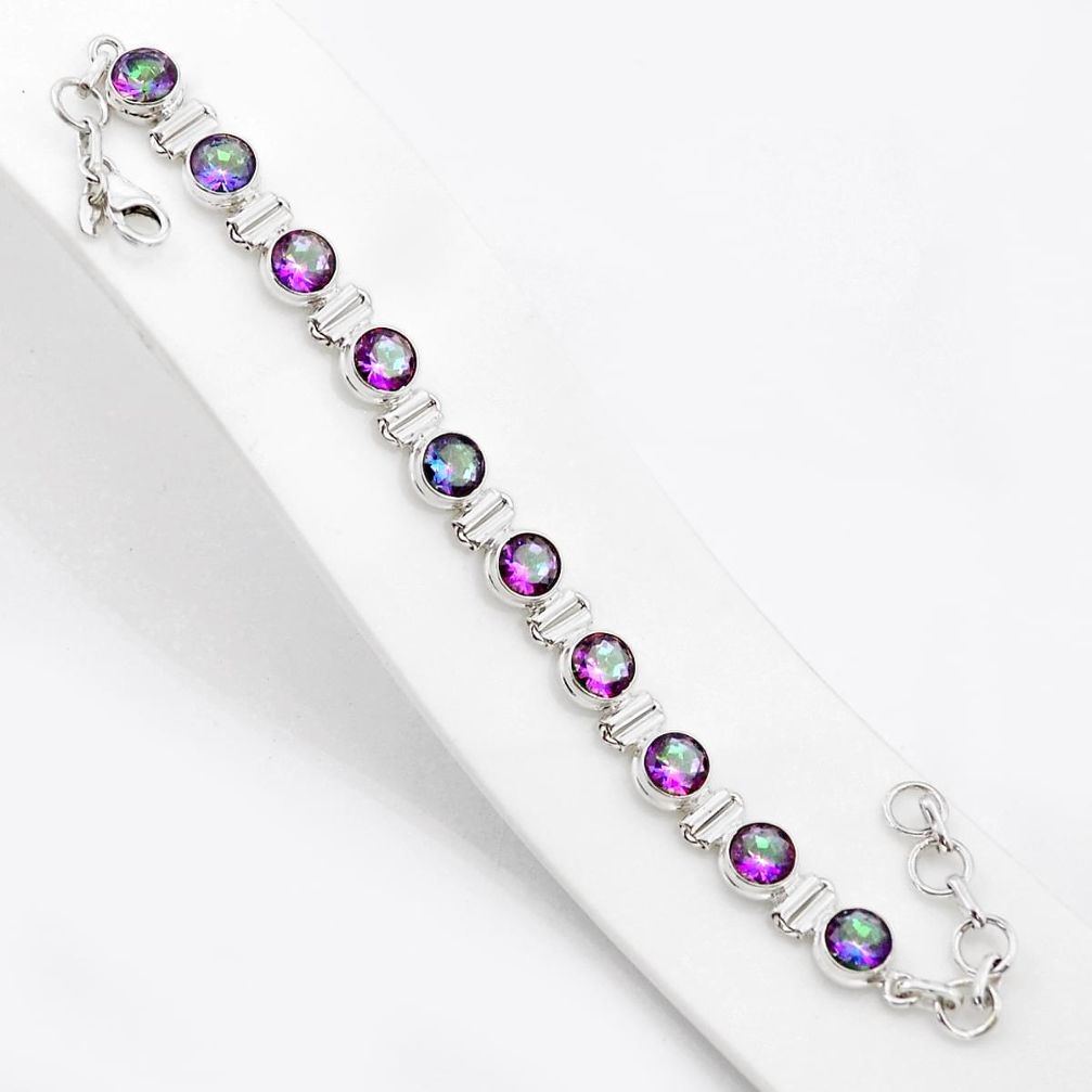 925 sterling silver 26.50cts faceted multi color rainbow topaz bracelet u48174