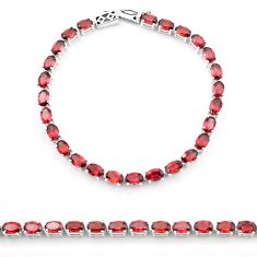 925 sterling silver 26.69cts faceted natural red garnet bracelet u35757