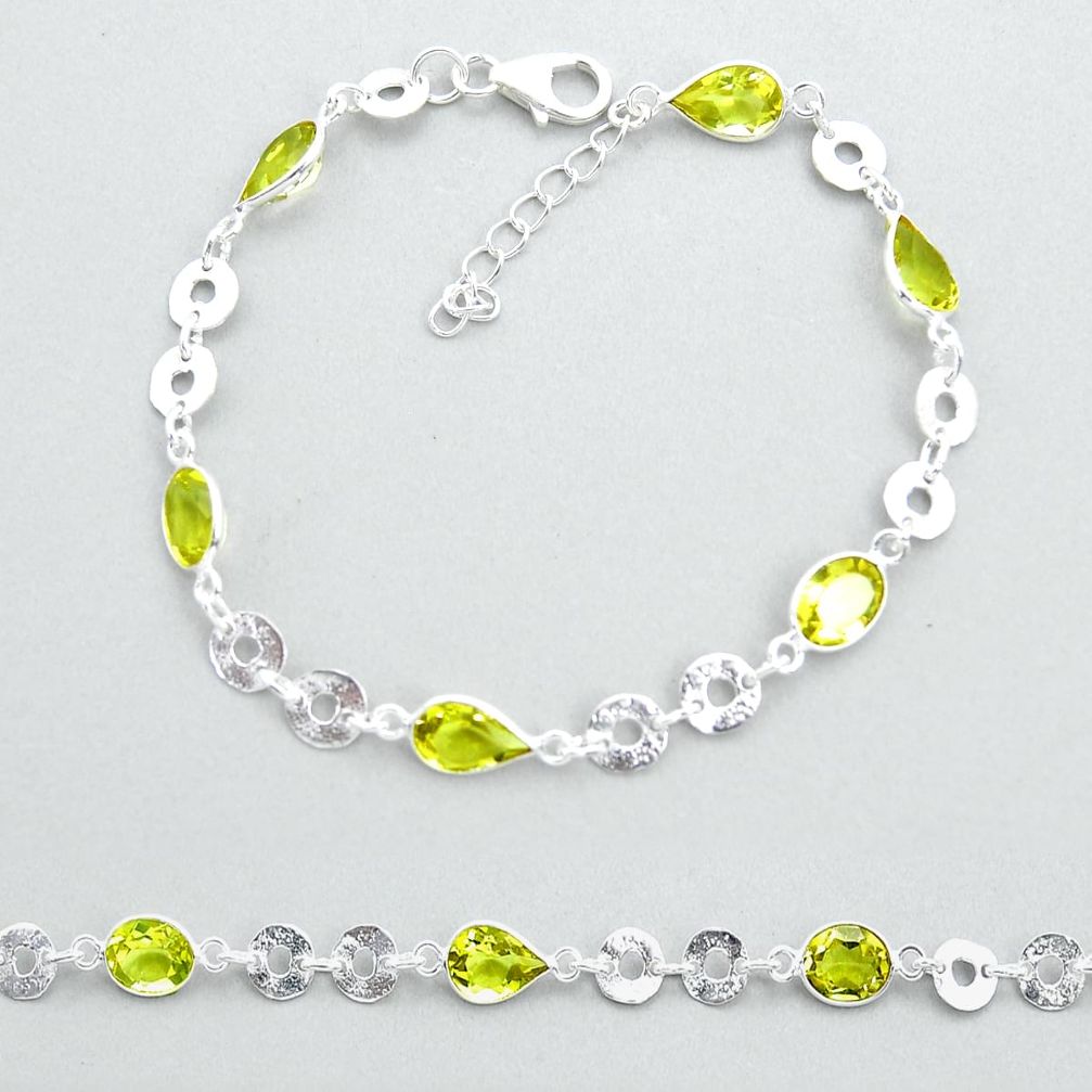 925 sterling silver 11.71cts faceted natural lemon topaz bracelet jewelry u68945