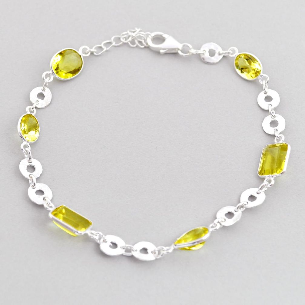 925 sterling silver 16.49cts faceted natural lemon topaz tennis bracelet u71570