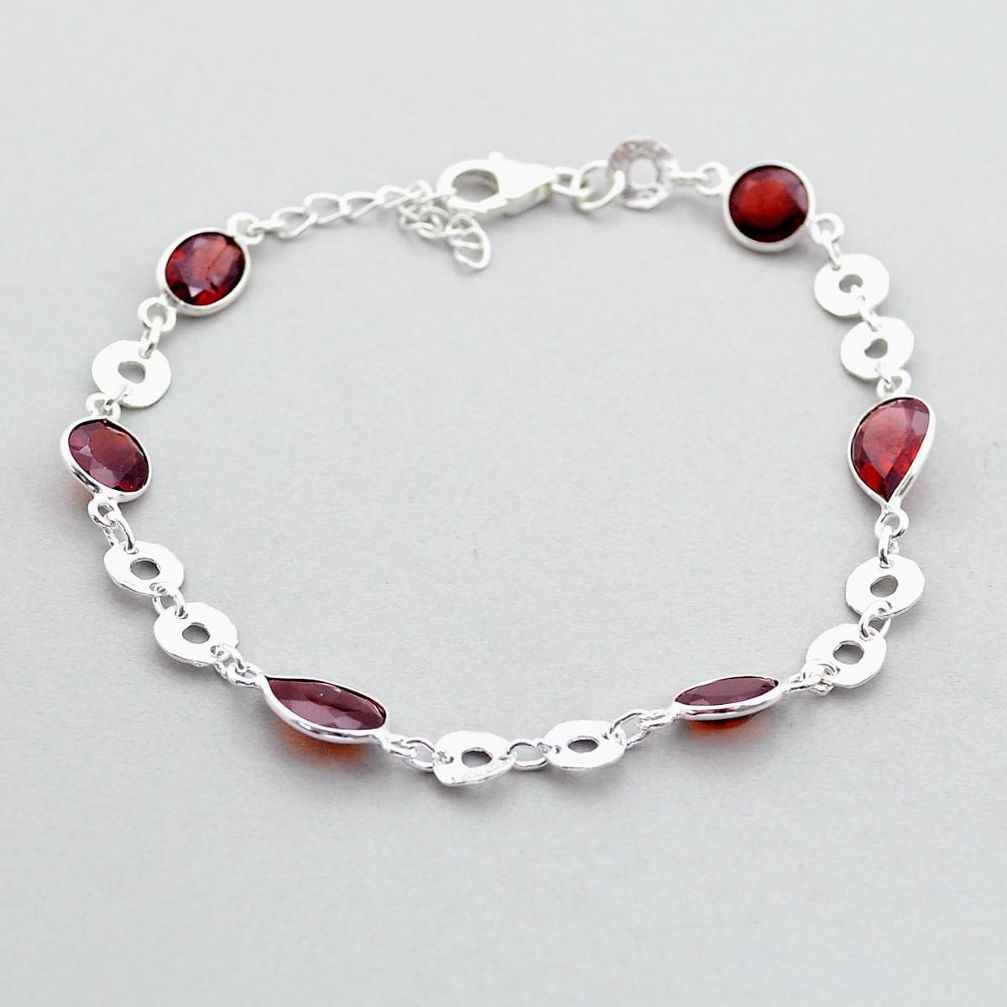 925 sterling silver 14.76cts faceted natural red garnet tennis bracelet u71564