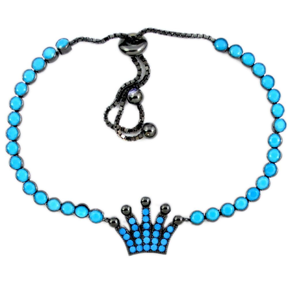 925 sterling silver fine blue turquoise adjustable tennis bracelet c17011