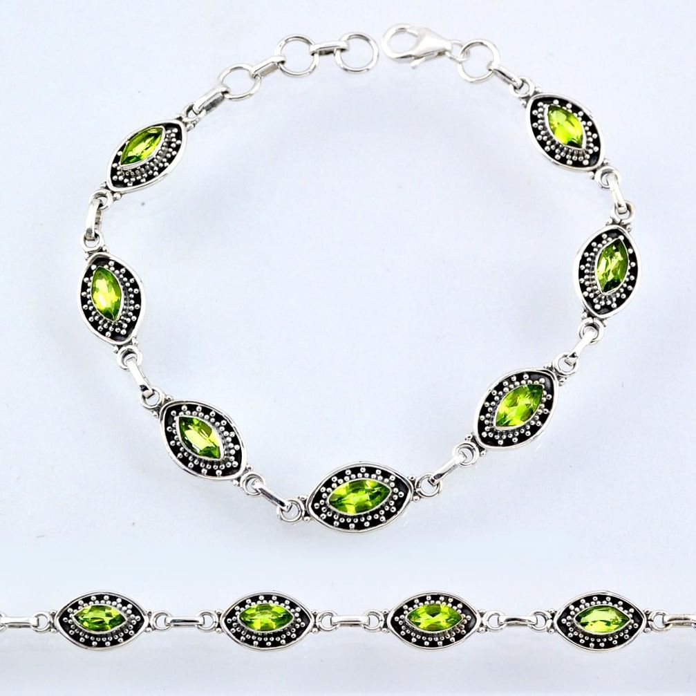 925 sterling silver 8.71cts fine green peridot tennis bracelet jewelry r54967