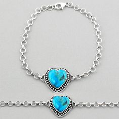925 sterling silver 10.48cts heart blue arizona mohave turquoise bracelet t93316