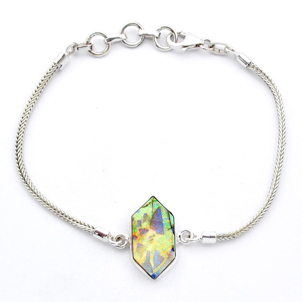 925 sterling silver 5.27cts hexagon multi color sterling opal bracelet u53859