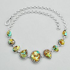 925 sterling silver 60.41cts matrix royston turquoise bracelet jewelry u94375