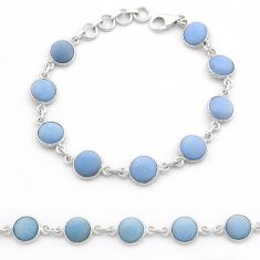 925 sterling silver 19.68cts natural blue angelite tennis bracelet u57680