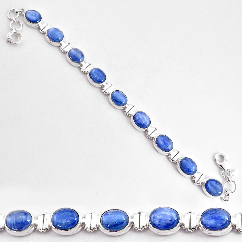 925 sterling silver 35.51cts natural blue kyanite oval tennis bracelet t2569