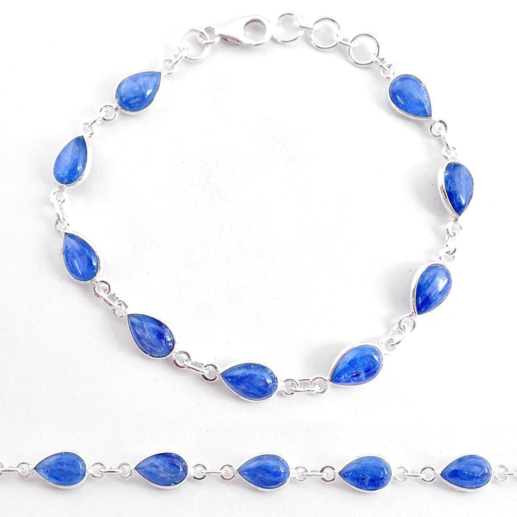 925 sterling silver 18.73cts natural blue kyanite tennis bracelet jewelry t2484