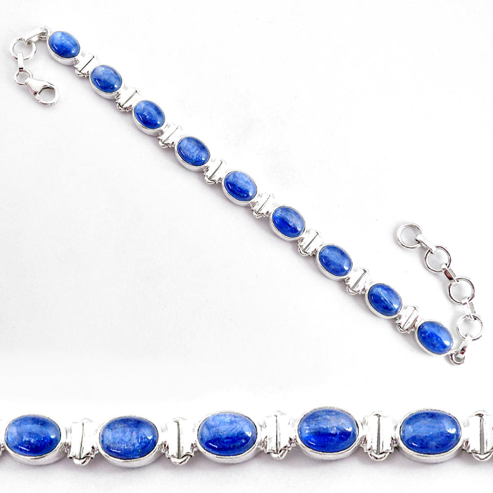 925 sterling silver 28.85cts natural blue kyanite tennis bracelet jewelry t2573