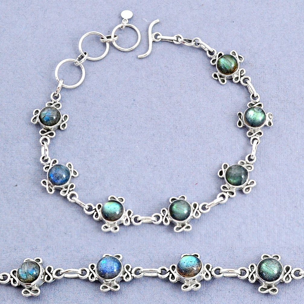925 sterling silver 15.42cts natural blue labradorite bracelet jewelry t8474