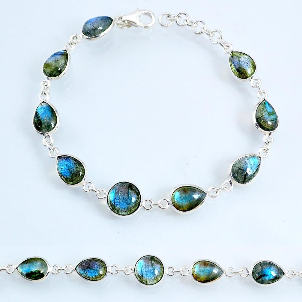 925 sterling silver 23.13cts natural blue labradorite tennis bracelet r69395