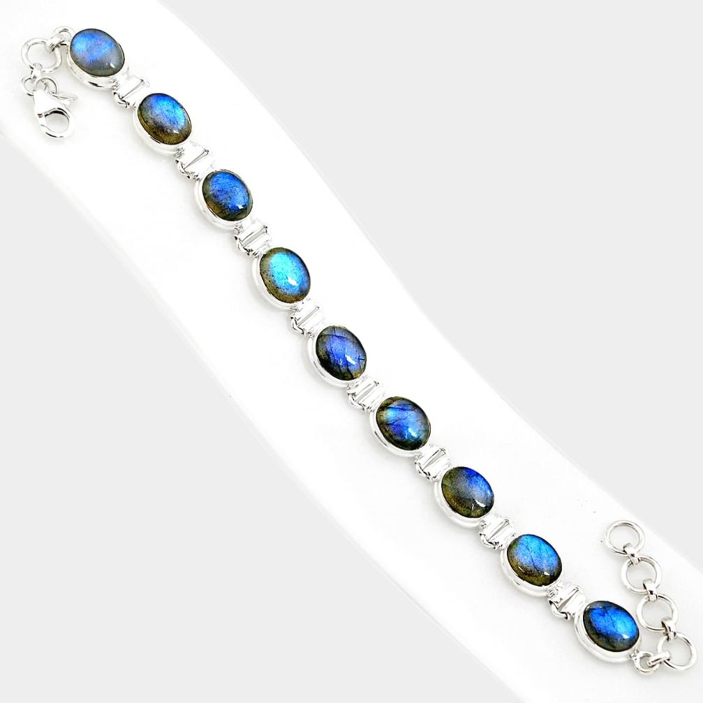 925 sterling silver 37.86cts natural blue labradorite tennis bracelet r84316