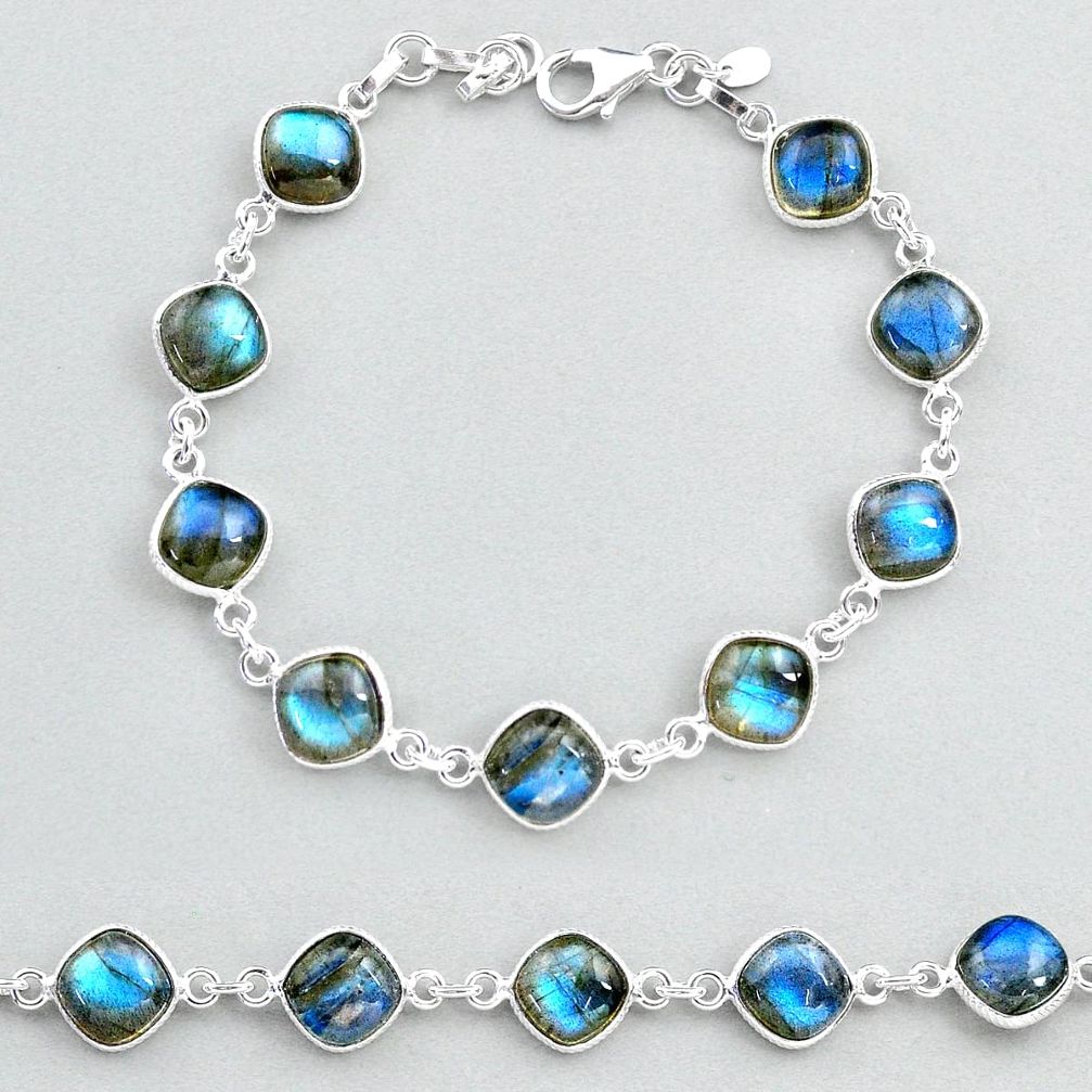 925 sterling silver 27.08cts natural blue labradorite tennis bracelet t48733