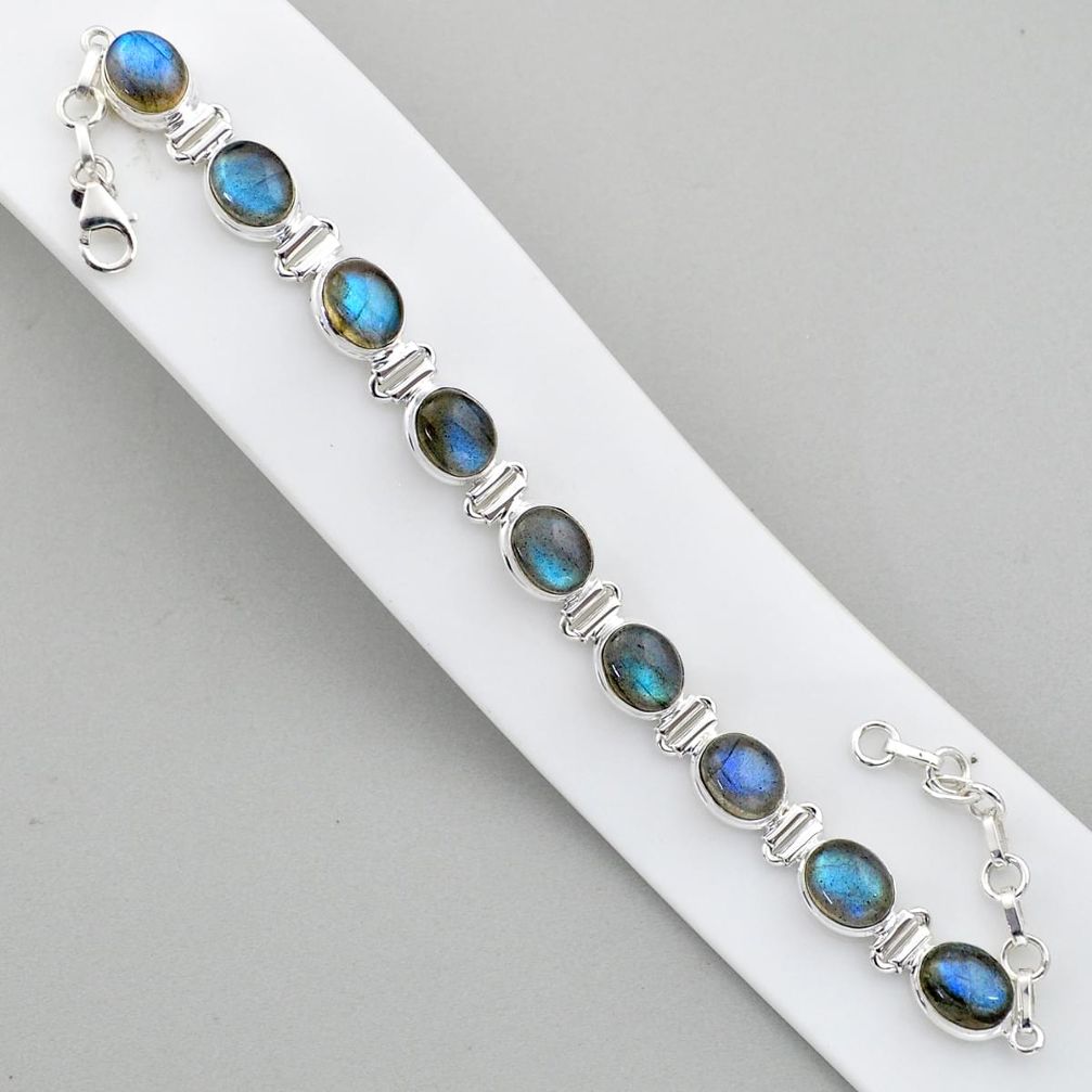 925 sterling silver 37.82cts natural blue labradorite tennis bracelet u4616