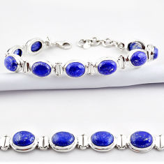925 sterling silver 37.90cts natural blue lapis lazuli tennis bracelet r38909