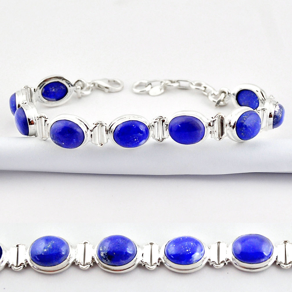 925 sterling silver 38.31cts natural blue lapis lazuli tennis bracelet r38913