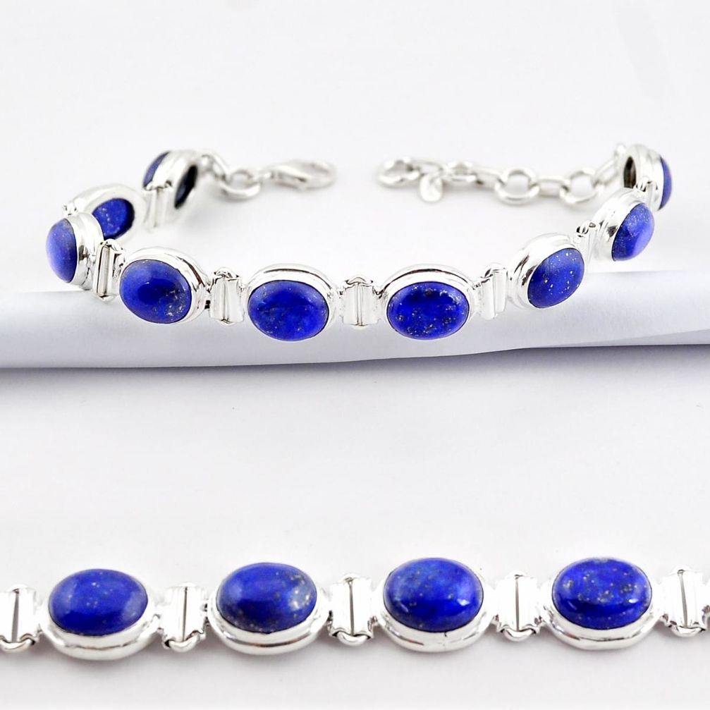 925 sterling silver 38.56cts natural blue lapis lazuli tennis bracelet r38918