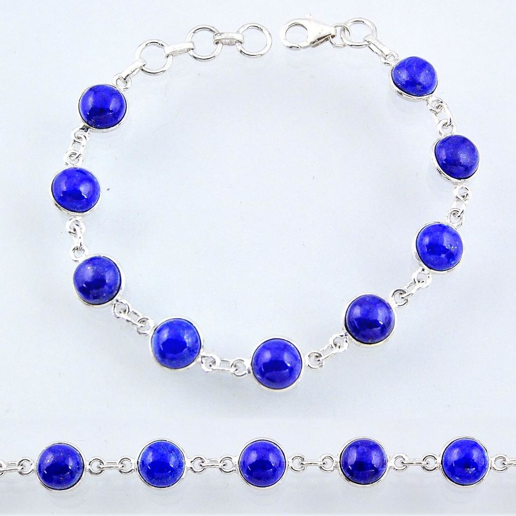 925 sterling silver 26.54cts natural blue lapis lazuli tennis bracelet r55087