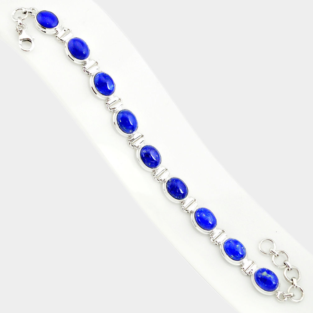 925 sterling silver 38.72cts natural blue lapis lazuli tennis bracelet r84264