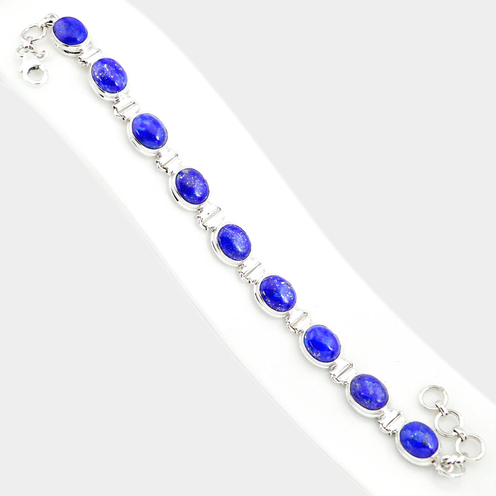 925 sterling silver 37.88cts natural blue lapis lazuli tennis bracelet r84288