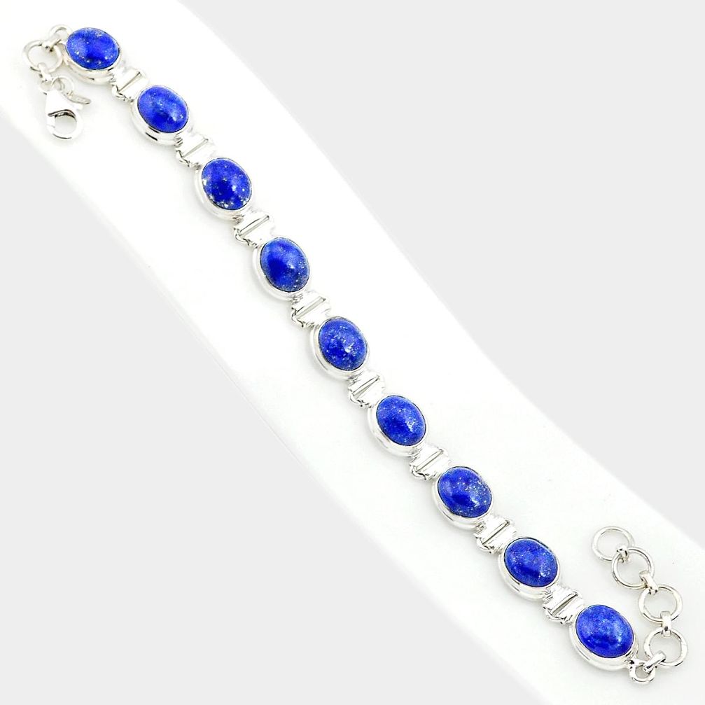 925 sterling silver 37.43cts natural blue lapis lazuli tennis bracelet r84300