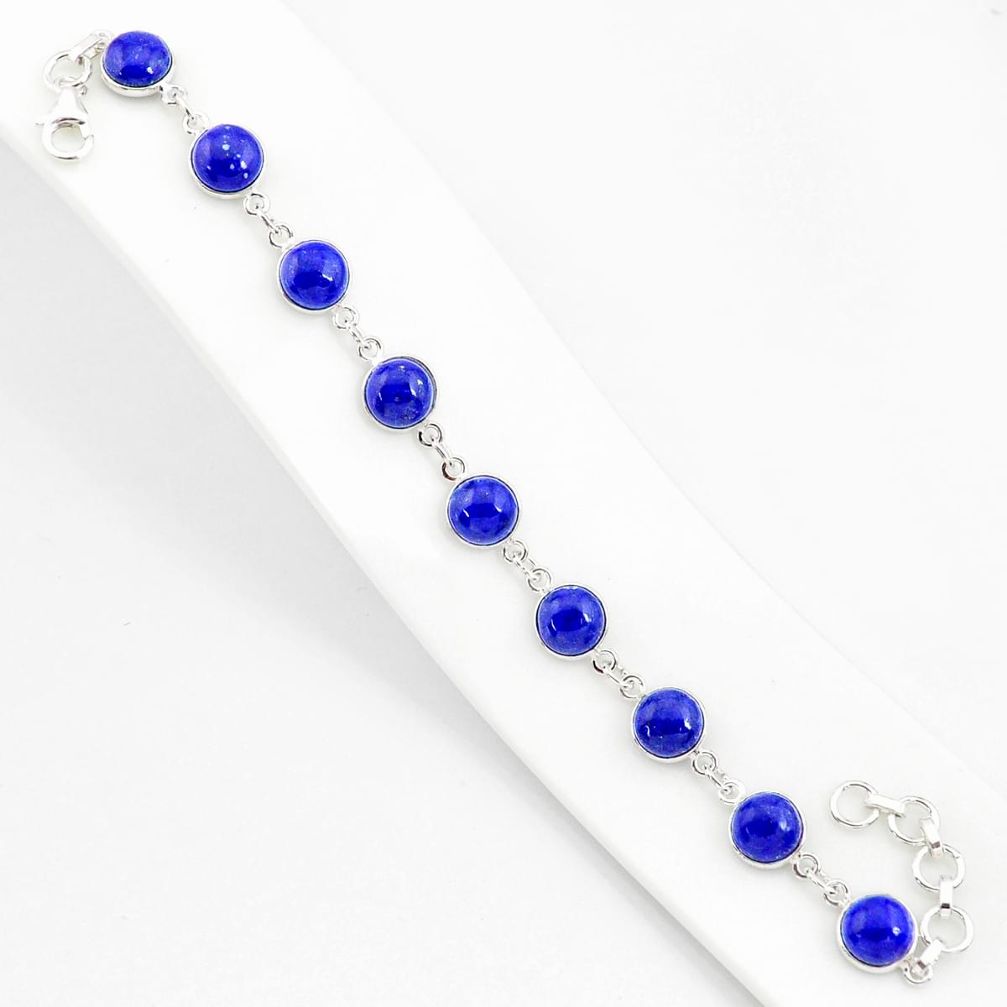 925 sterling silver 25.93cts natural blue lapis lazuli tennis bracelet r84895