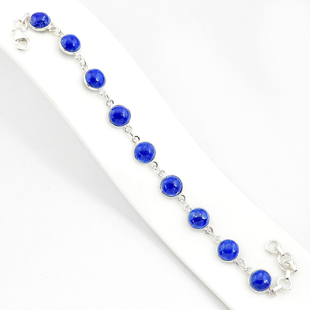 925 sterling silver 25.93cts natural blue lapis lazuli tennis bracelet r84898
