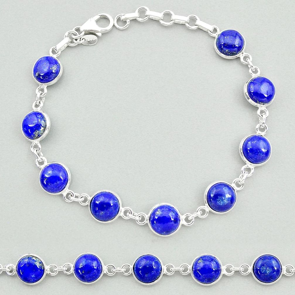 925 sterling silver 24.49cts natural blue lapis lazuli tennis bracelet t19688